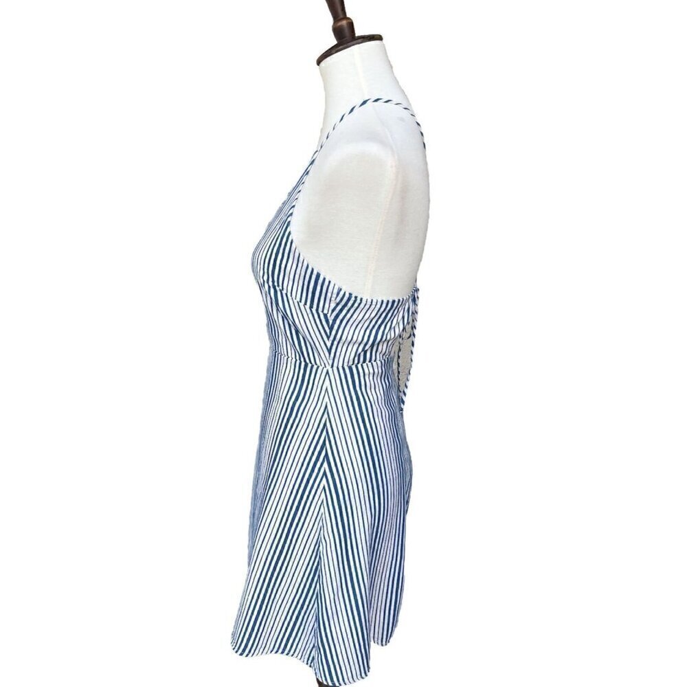 Lush Womens White Blue Striped Strappy Mini Dress Size S Preowned - Picture 3 of 12